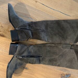 Army green/grey-ish Suede Above Knee-High Boots